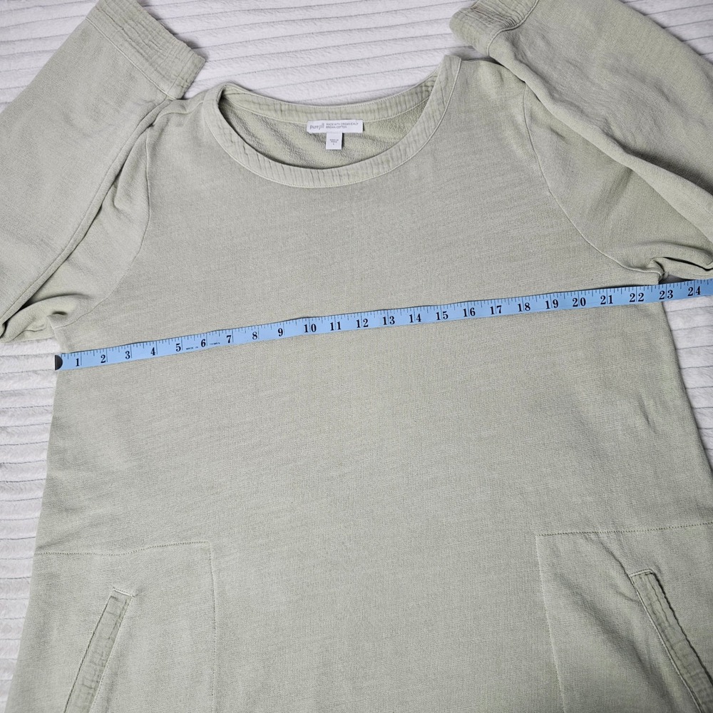 Pure Jill J.Jill Sage Green Organic Cotton Relaxed Fit Tunic Pockets Lagenlook L - Picture 3 of 11